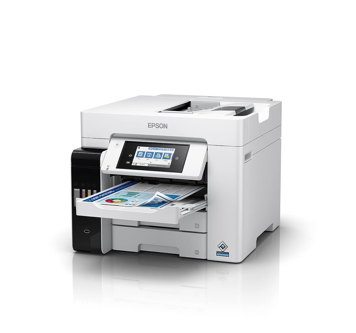 EcoTank L6580 Office ink tank printer A4 colour 4-in-1 printer with ADF, Wi-Fi and Smart Panel Connectivity and LCD screen, Black