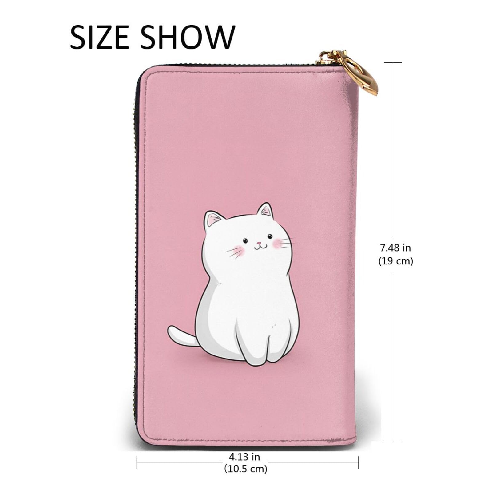 Vestiti come un simpatico organizer per monete a forma di gattino, pochette lunga, tasca per telefono e scomparto per documenti, dimensioni: 19 x 10,5 cm