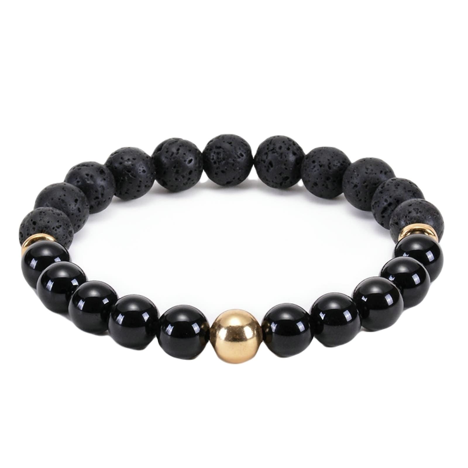 Damenschmuck, Damen-Armband mit Diffusor für ätherische Öle, Lavastein, 8 mm Naturstein, elastische Armbänder für Herren, 17 cm, Schmuck