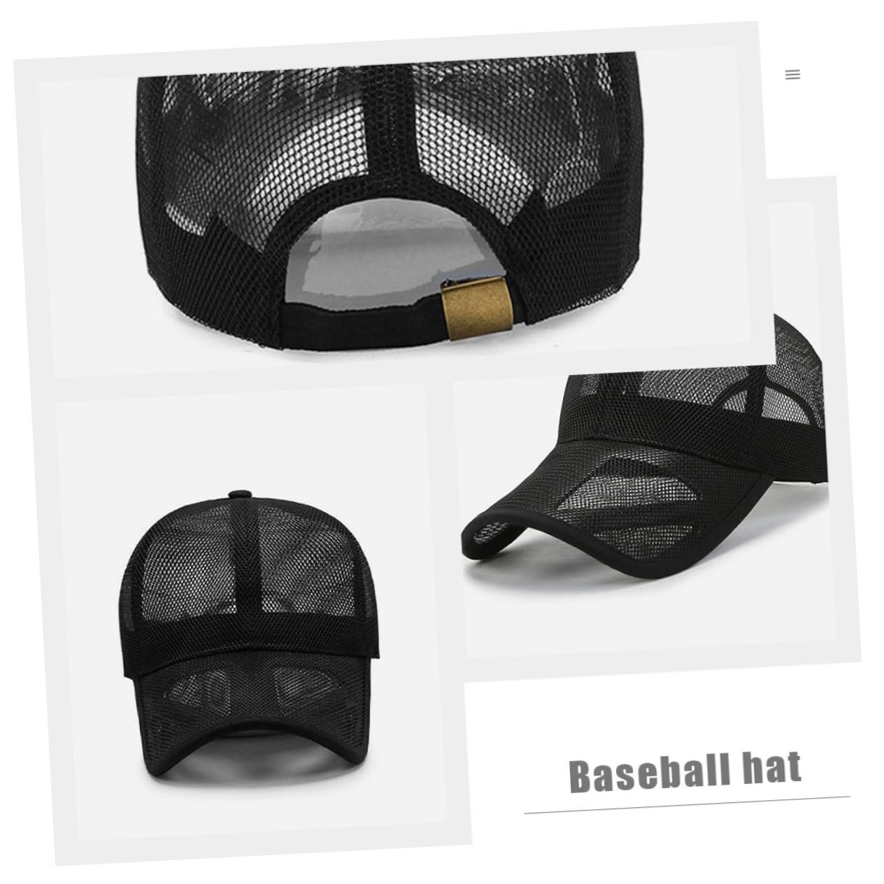 CALLARON Gorra De Malla Transpirable Sombreros para Hombres Gorra De Béisbol De Malla Sombrero De Visera para Hombres Sombrero para Protección Solar para Hombres Poliéster Black