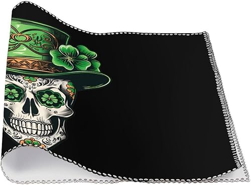 Miniatura 3 de Skull St Patrick Day of The Dead Lucky Shamrock Placemats Set of 6 Resistant Table Mats Washable Place Mats for Dinner Party Table Decoration