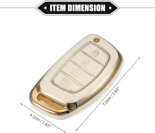Miniatura 6 de Funda para llavero compatible con Hyundai Elantra Sonata, 4 botones, borde dorado, a la moda, TPU suave, protección de 360 grados, control remoto