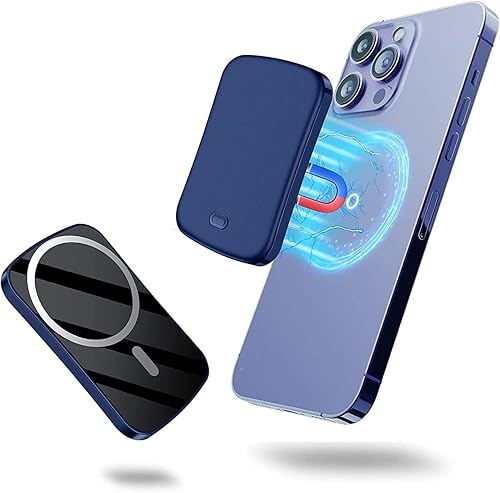 HiKiNS Banco de energía, banco de energía inalámbrico magnético de 10000 mAh compatible con MagSafe, paquete de baterías para iPhone 141312, Samsung