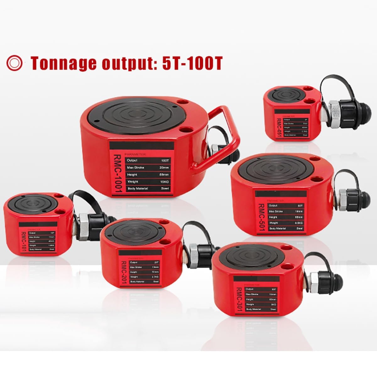 Hydrauliczny podnośnik cylindryczny 5-100T, ultracienki cylinder podnoszący, skok 7-20 mm, jednoosobowy hydrauliczny ram, przemysłowy podnośnik podnośnikowy 50T