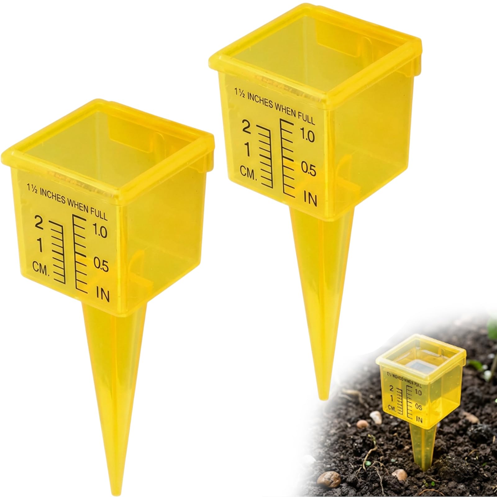 2 Piece Rain Gauge for The Garden Rainfall Measurement Tool, Outdoor Rain Catcher With Clear Scale