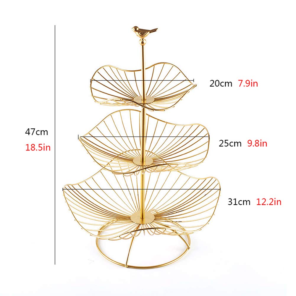 Cesto Portafrutta Metallico 3 Piani - Fruttiera A Ripiani, Design Cavo, Nero 30x45 Cm - Foto 4