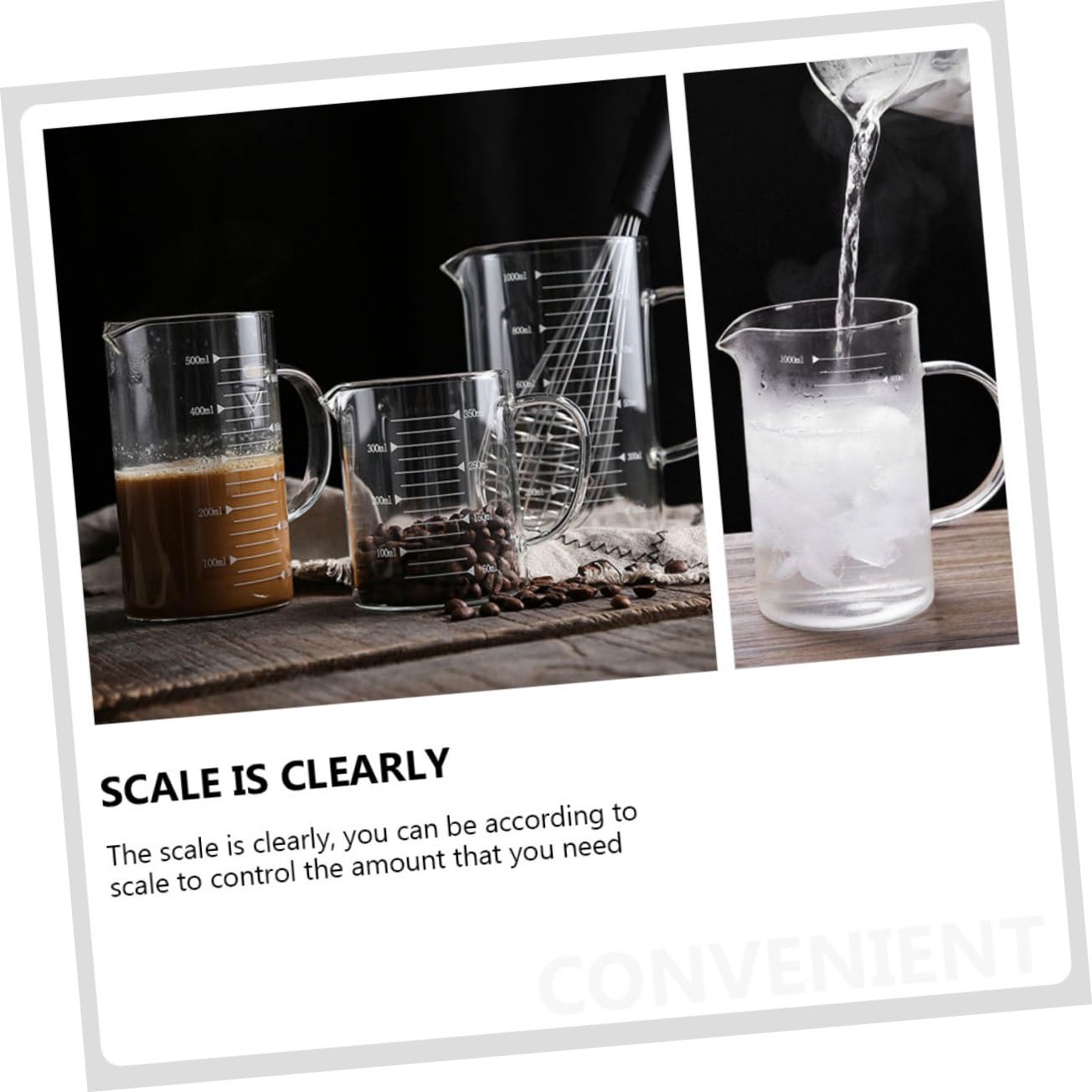 PRETYZOOM 3pièces Tasses à Mesurer Verre Résistant Chaleur Pour Cuisine Et Pâtisserie Pour Lait Jus Et Autres Liquides