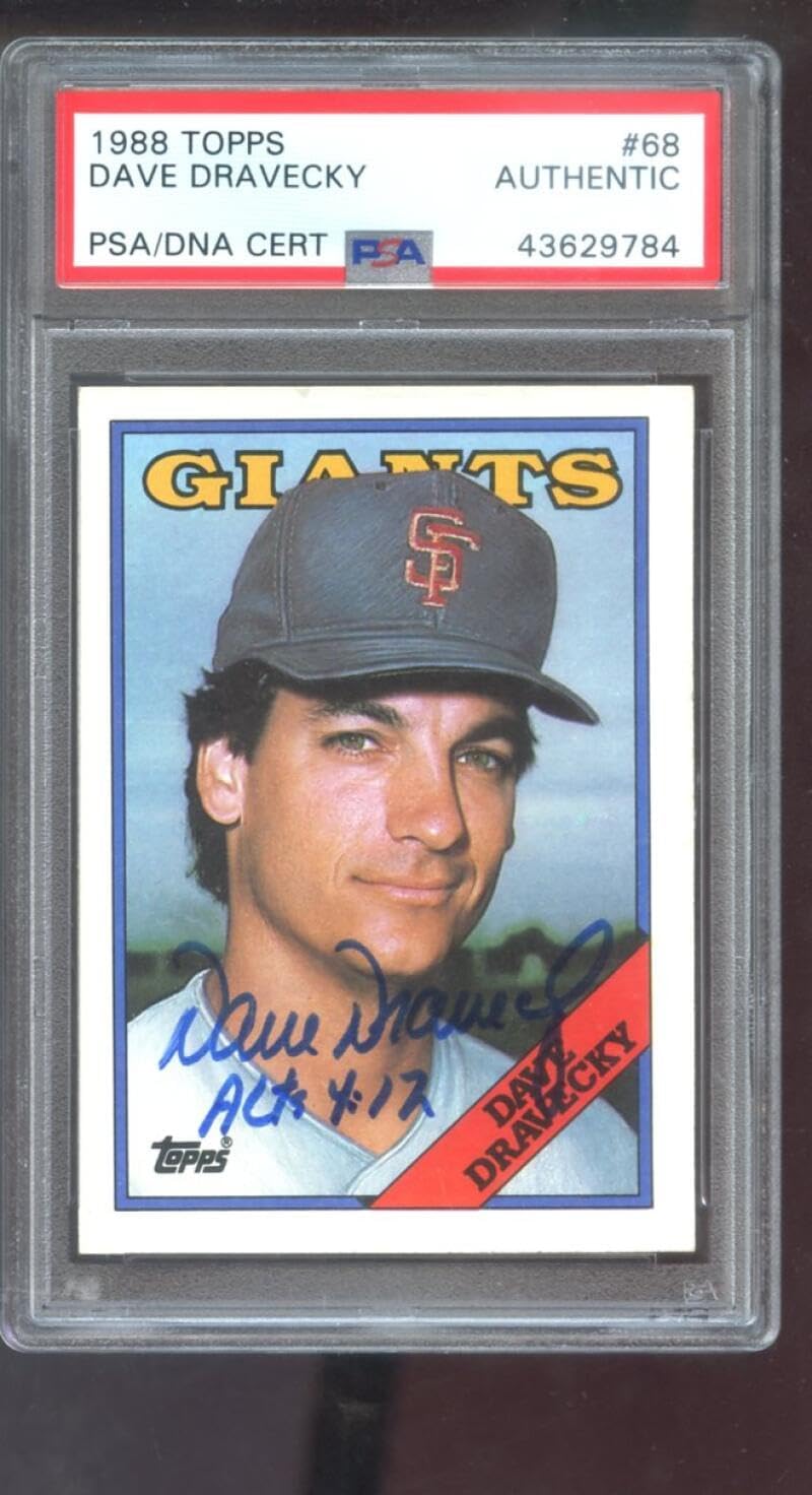 1988 Topps #68 Dave Dravecky AUTO SIGNED Autograph Autographed Card PSA PSA/DNA Baseball MLB COA San Francisco Giants