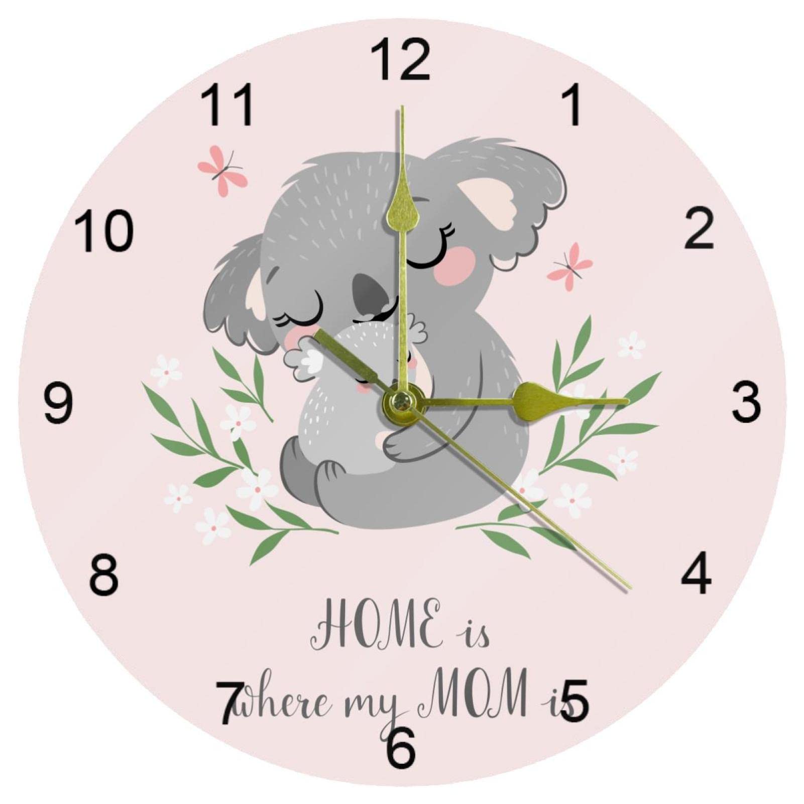 Horloge murale à quartz de 25,4 cm silencieuse avec mécanisme à pile et carte koala