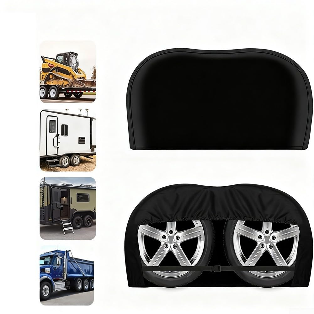 2 Stück Reifenabdeckungen 420D Oxford für Wohnwagen SUV LKW Wasserdicht UV-Schutz Schwarz 24-32 Zoll(33-35 inch)
