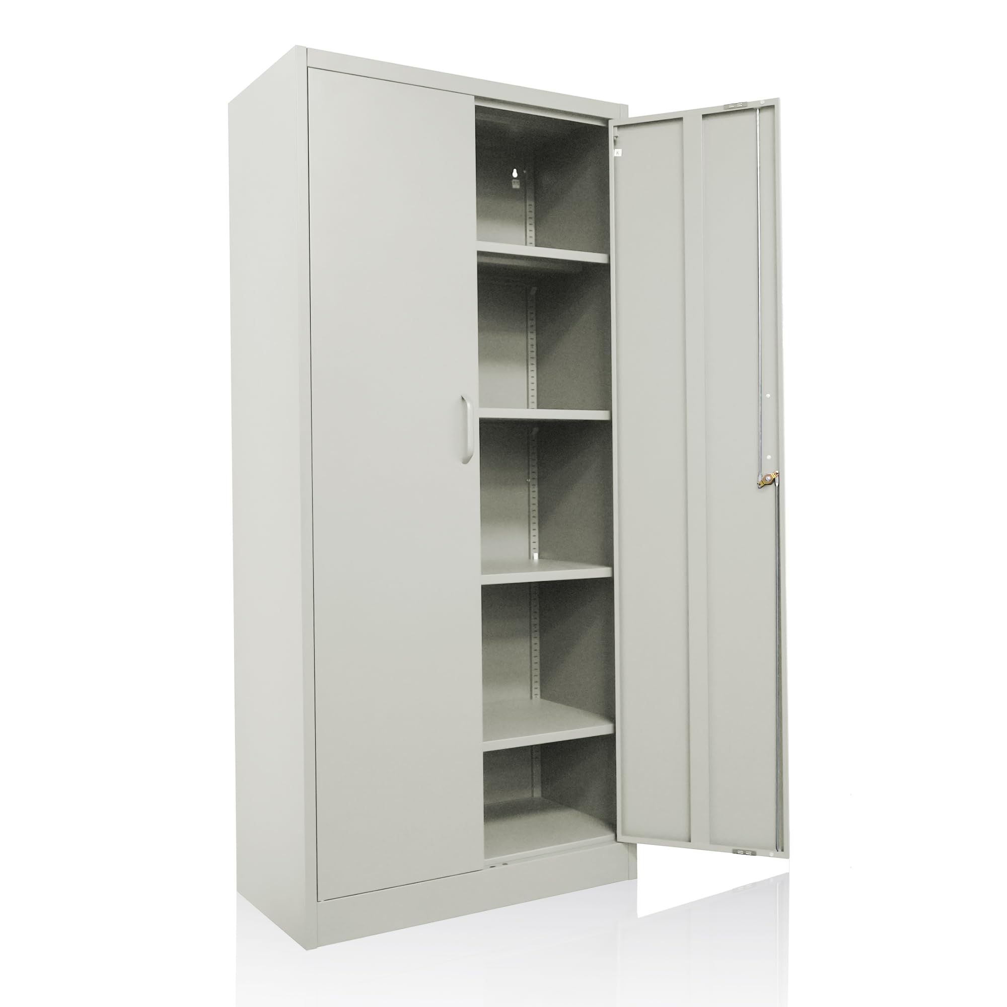 Ondis24 Aktenschrank, Mehrzweckschrank, Schloss, verstellbare Ablagen, Stabil, belastbar, Doppeltüren mit Türmagnet, Griffen Robust und sicher, werkzeugschrank, Büro, Werkstatt, Garage