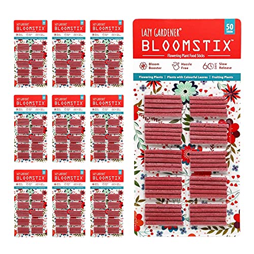 Image of Lazy Gardener Organic Bloomstix Plant Food, lower Booster Fertilizer Sticks for Flowering Plants, Organic Slow-Release Bloom Fertilizer for Home Gardens (500 Sticks)