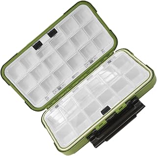 Operitacx Portable Fishing Tackle Storage Box with 30 Adjustable Compartments Green Large Fishing Organizer Case for Hooks Lures Baits and Accessories for Outdoor Anglers