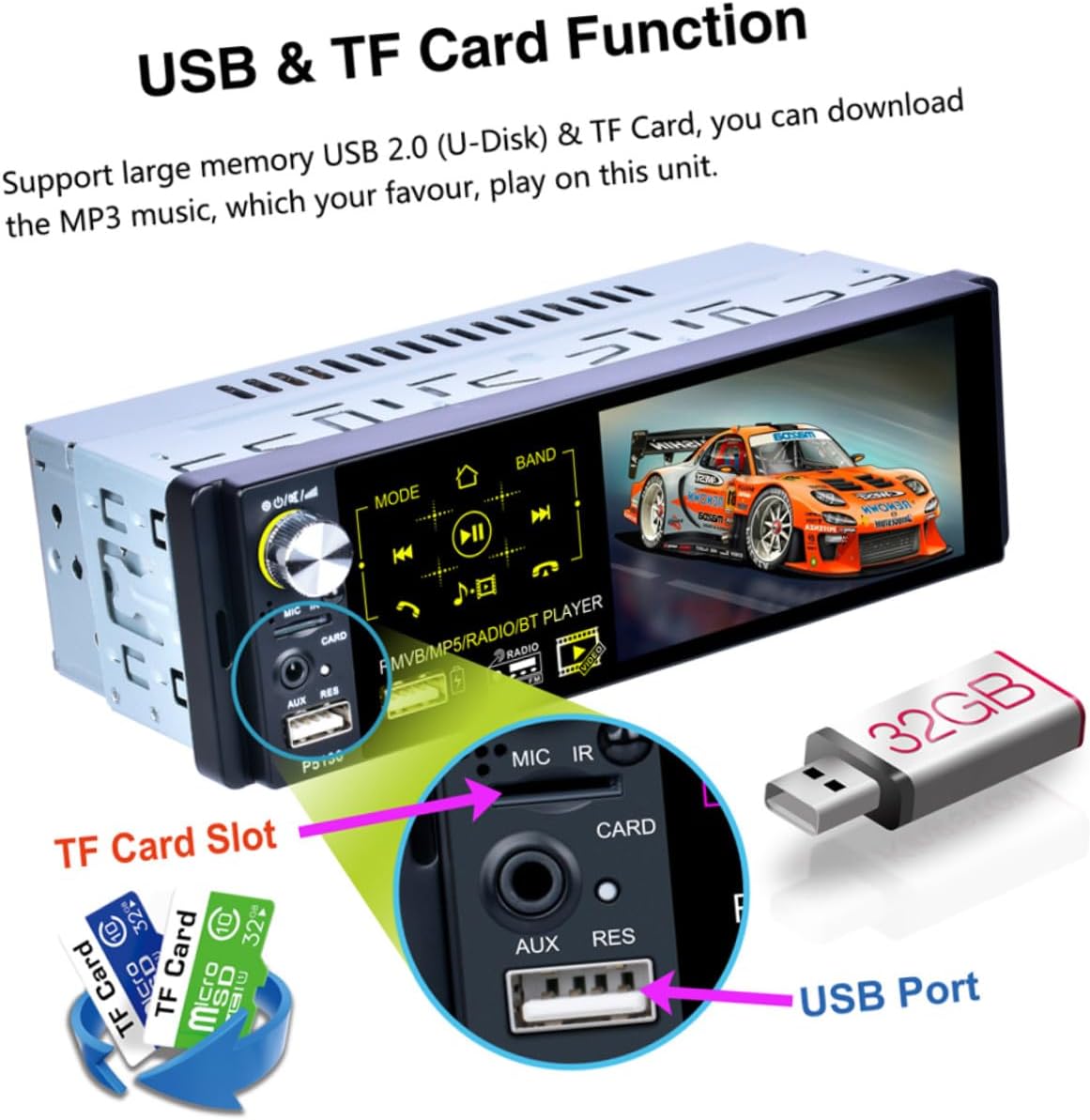 UTHCLO タッチスクリーンプレーヤー 車載対応デュアル搭載 ラジオ内蔵 温計 バックビュー機能 ブラック