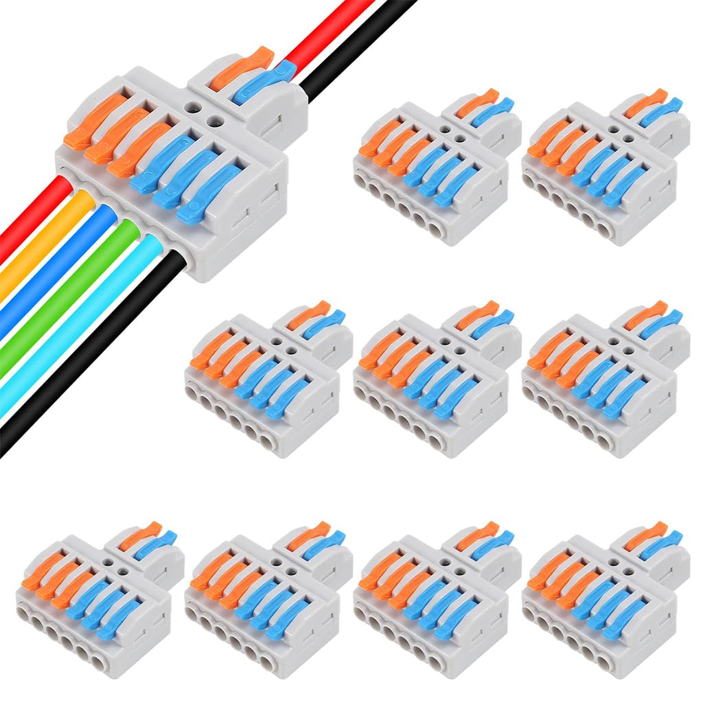 See full amazon price history chart for Serplex® 10Pcs Lever-Nut Wire Connectors for 28-14(12) AWG 2 In to 6 Out Conductor Compact Electrical Connectors, Quick Wiring Cable Connectors Push-in Conductor Terminal Blocks, Flame Retardant PA/PC Serplex® 10Pcs Lever-Nut Wire Connectors for 28-14(12) AWG 2 In to 6 Out Conductor Compact Electrical Connectors, Quick Wiring Cable Connectors Push-in Conductor Terminal Blocks, Flame Retardant PA/PC (B0D9D4HQ4T) Amazon Price History, Amazon Price Tracker
