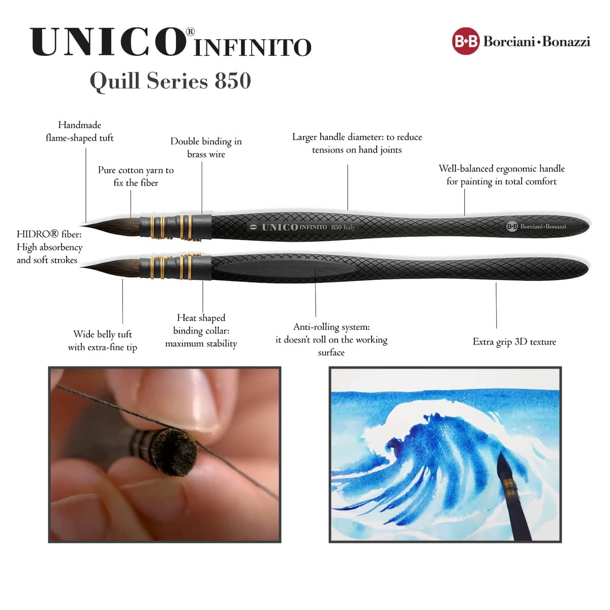 PENNELLO Mis. 3/0 s. 856 UNICO INFINITO " LINER " SINTETICO HIDRO CON LEGATURA