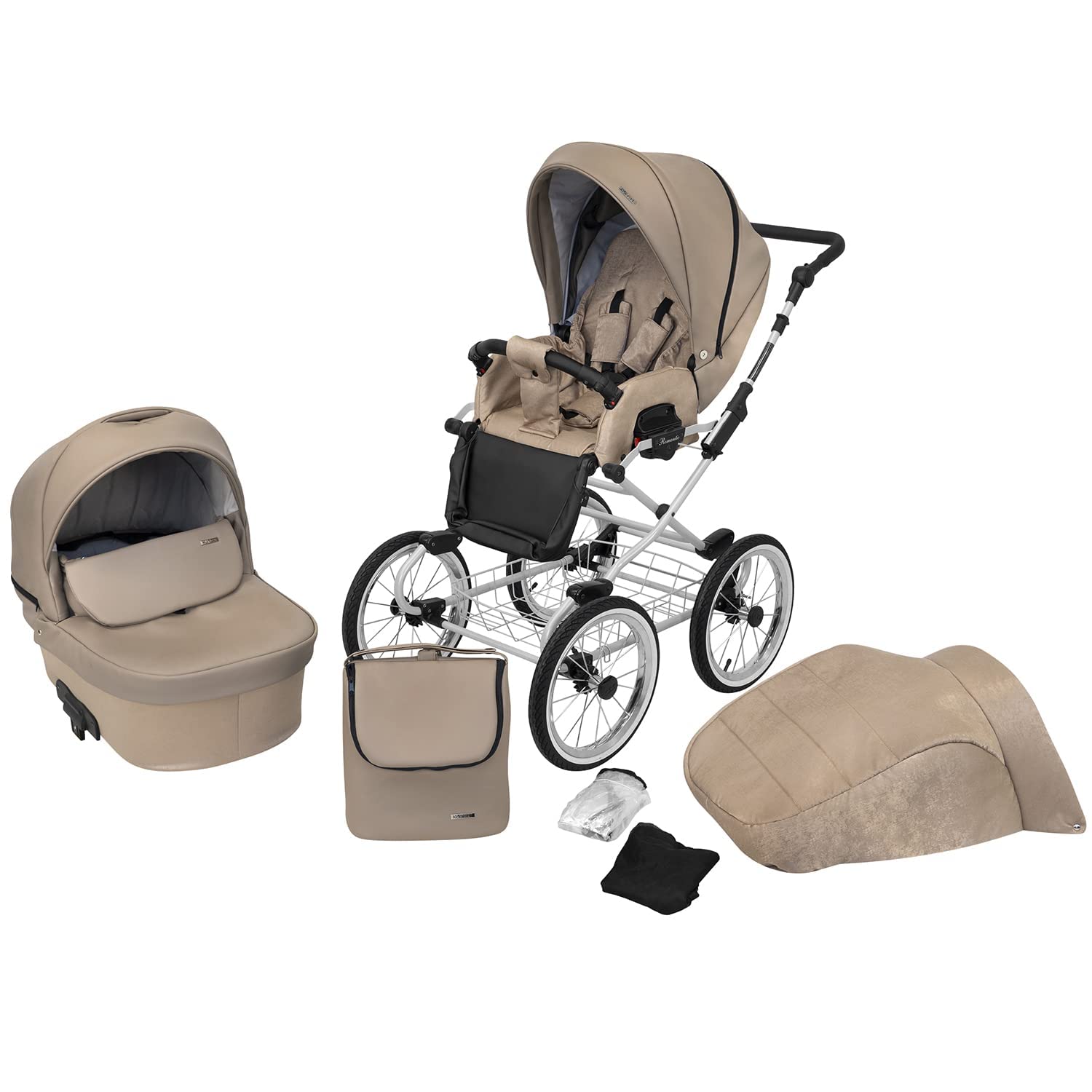 Poussette landau bébé 2 en 1 nacelle bébé Kunert ROMANTIC retro 2en1 pousette 2 in 1 accessoires