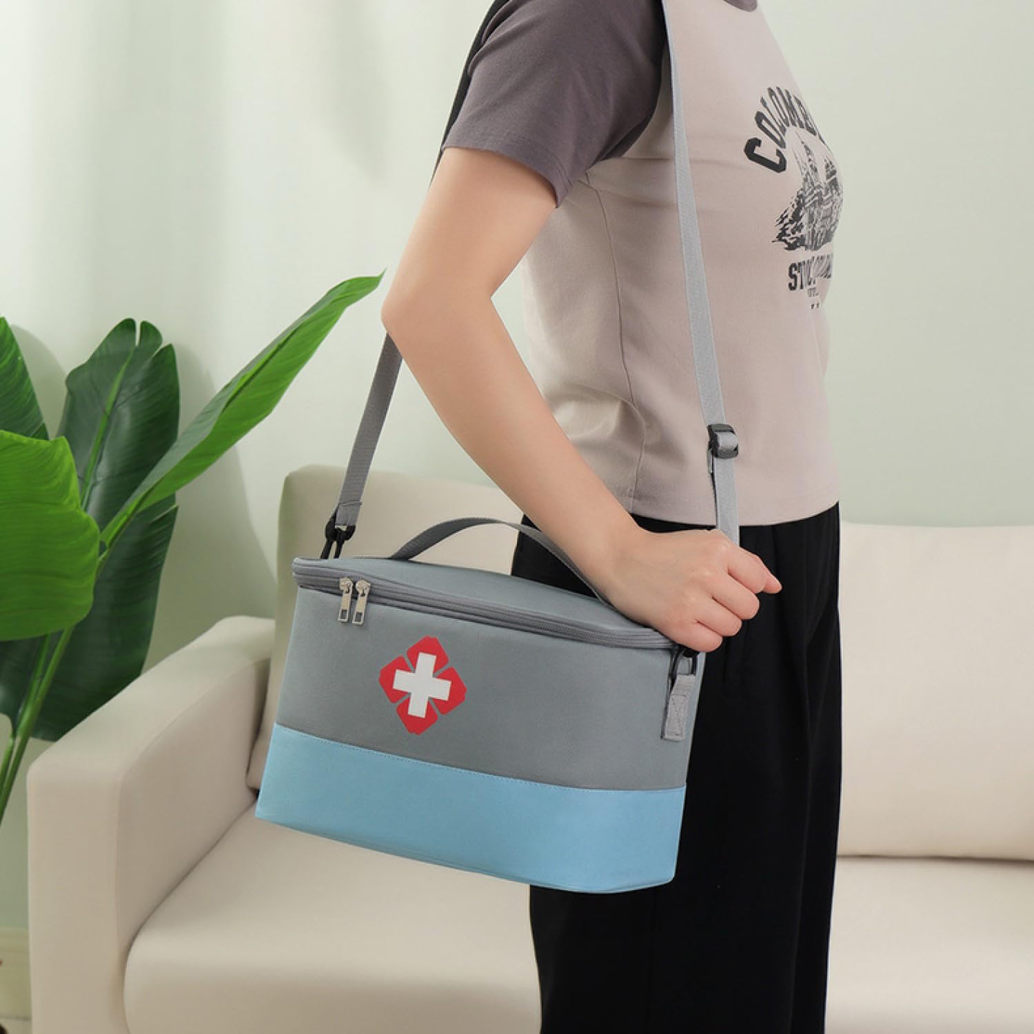Bolsa para medicamentos, bolsa impermeable de primeros auxilios, bolsa médica de emergencia, bolsa médica impermeable con correa para el hombro, Portátil Impermeable Botiquín Médico Vacío,verde
