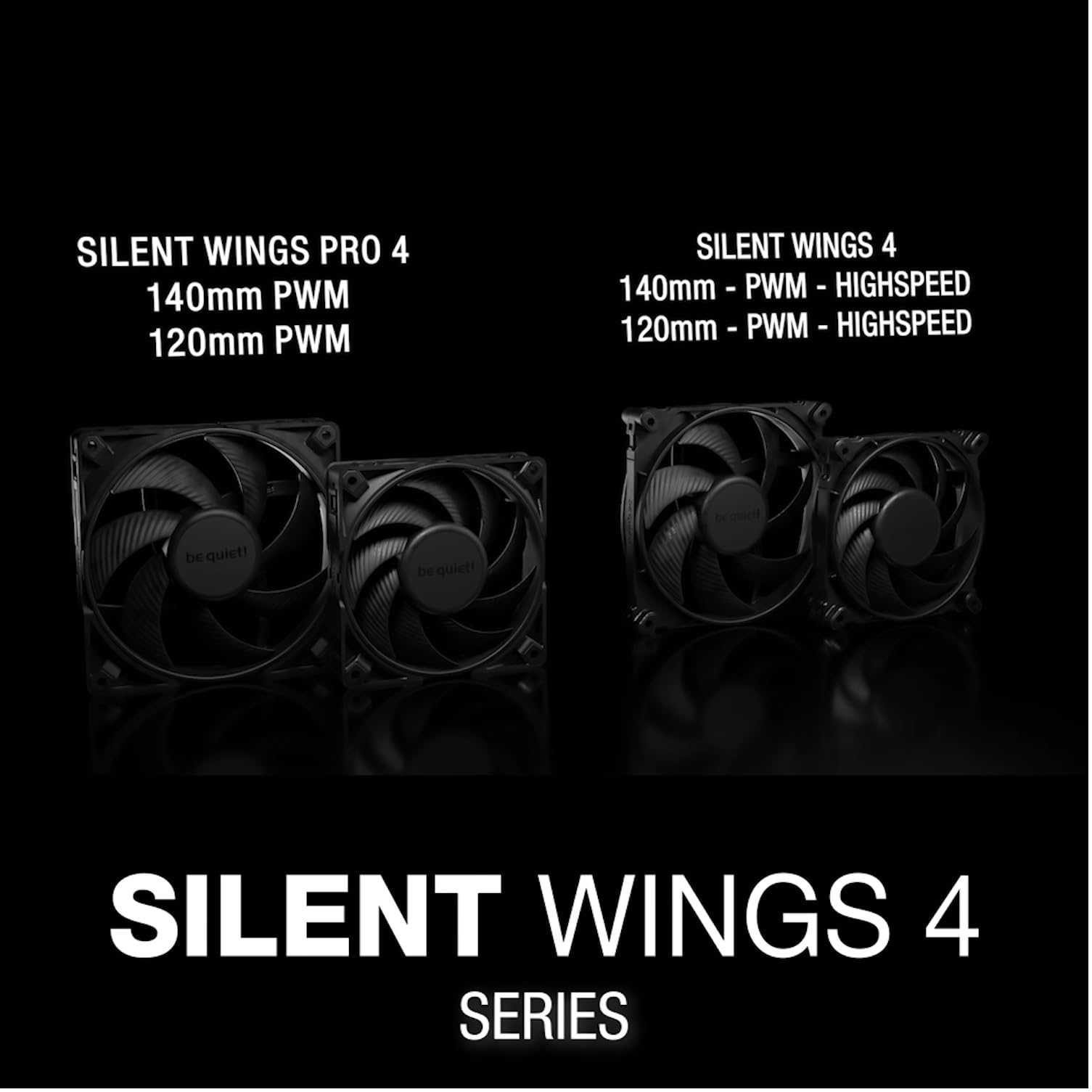 be quiet! Silent Wings 4 120mm PWM high-speed Black ventilateur, pales optimisées, une performance extraordinairement élevée, une pression d'air extrêmement élevée, fonctionnement très silencieux