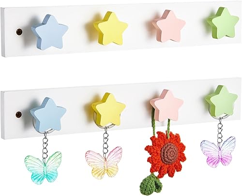 Miniatura 1 de Suzile Perchero de madera para niños, 2 piezas, para colgar en la pared, para toallas, sombreros, dormitorio, sala de juegos, baño, aula, decoración