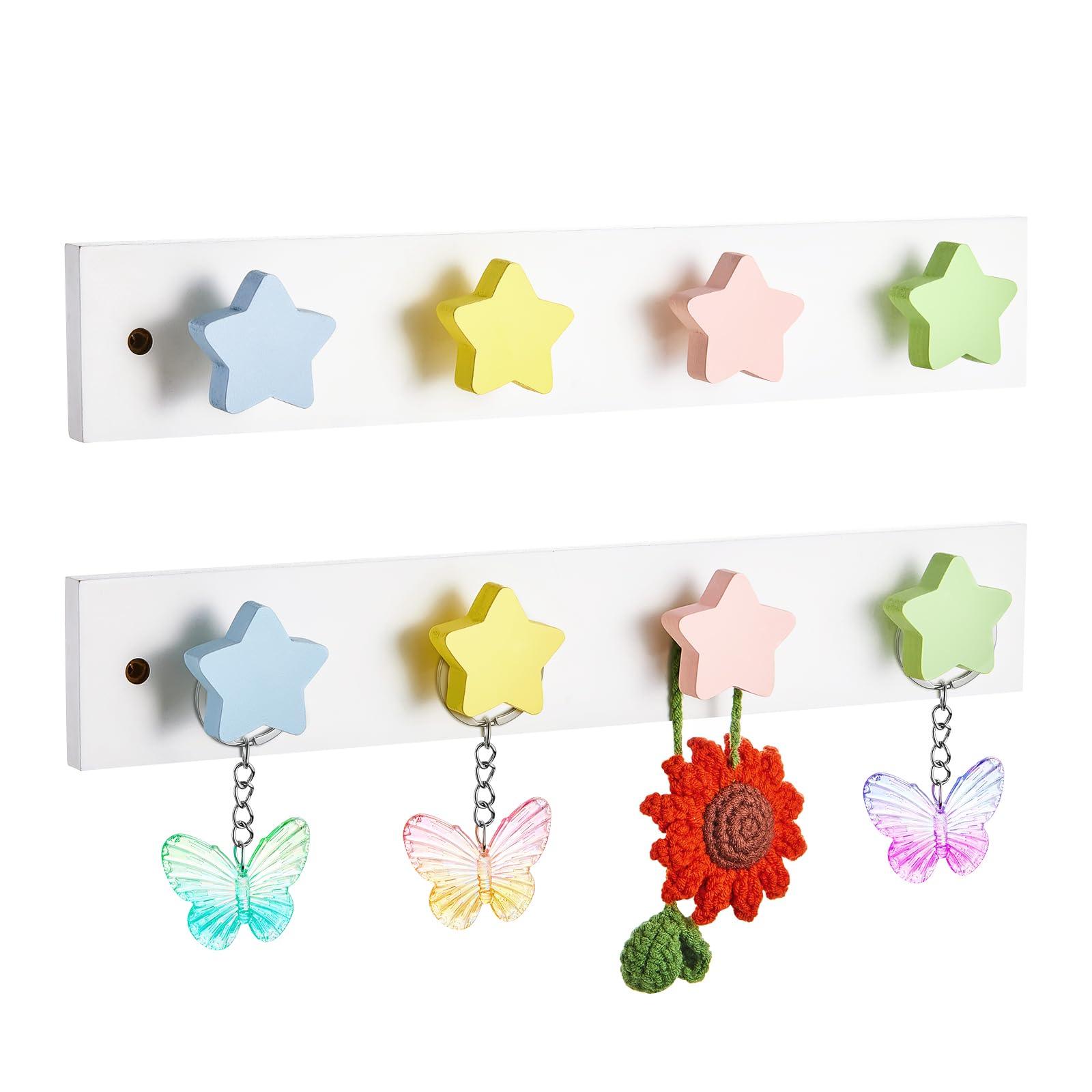 Amazon.com: Suzile 2 Pcs Wall Mounted Kids Coat Rack Cute Wooden Kids ...