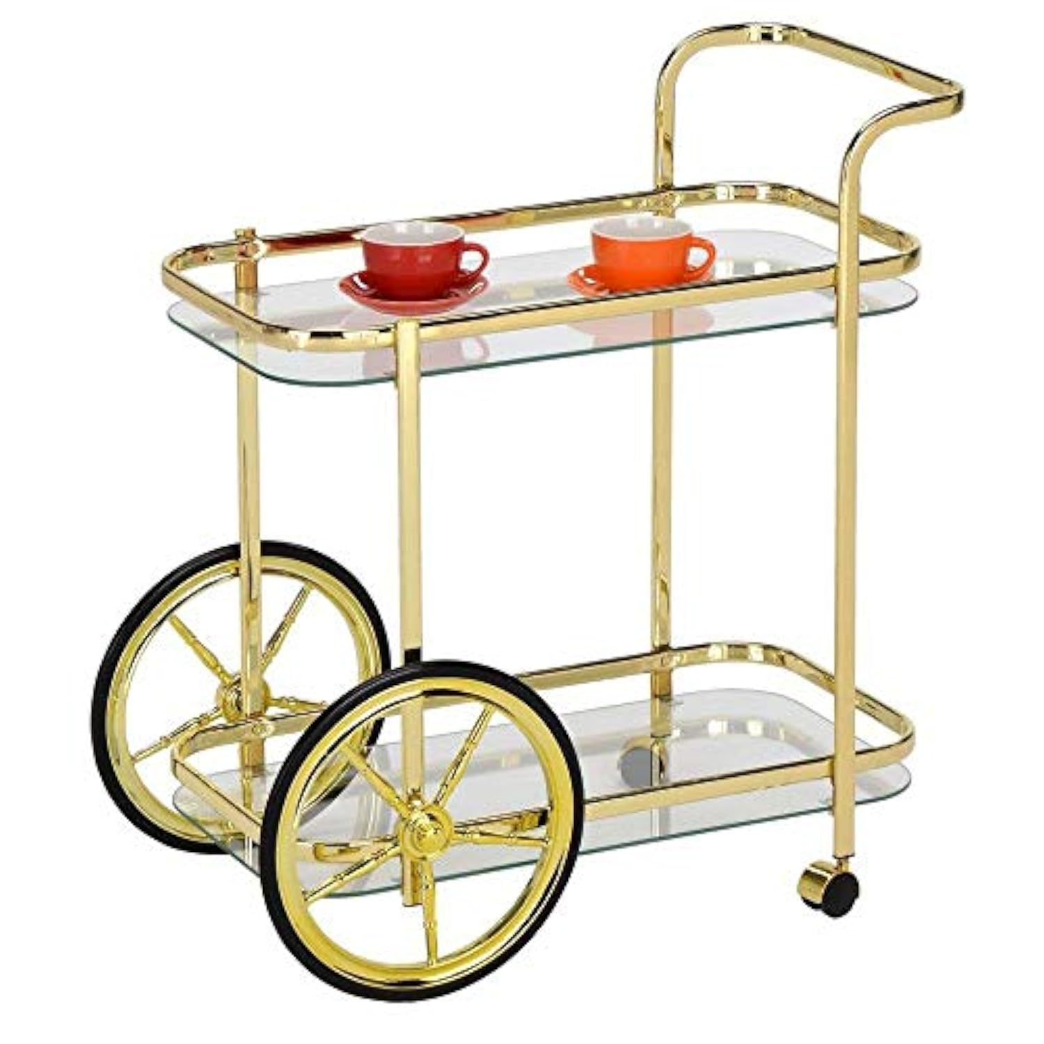 Danube Home Raven 2 Tier Serving Trolley, Gold- 68 x 44 x 73 cm