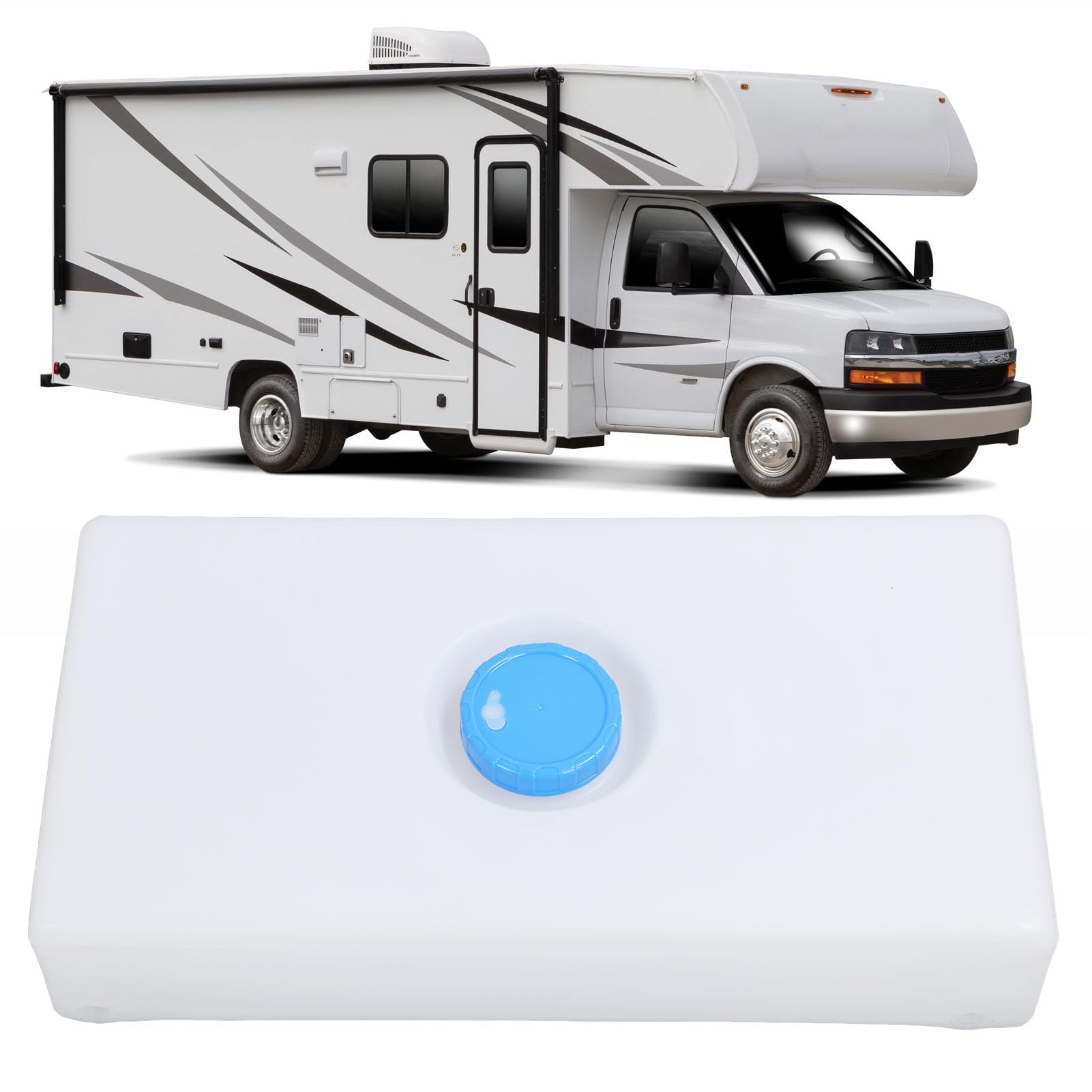 Fockety Serbatoio Acqua Dolce e Grigia per , Serbatoio Acqua Dolce e Grigia a Tenuta Stagna 8 Galloni con Ingresso Acqua, Serbatoio per Camion di Alimenti per , Roulotte