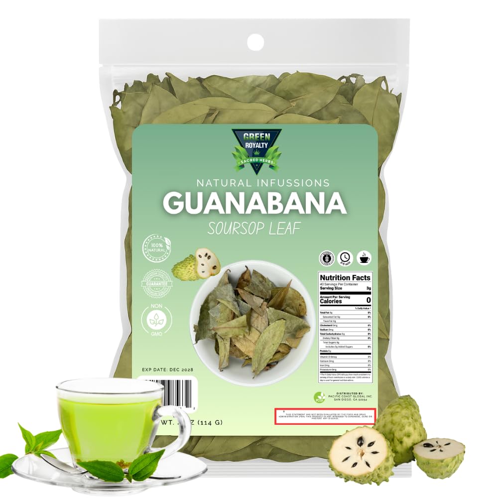Hojas de Guanábana (té de hojas de guanábana) – Jumbo 4 onzas – 100% natural, vegano, sin OMG, elaborado en la naturaleza y auténtico – Té de hierbas
