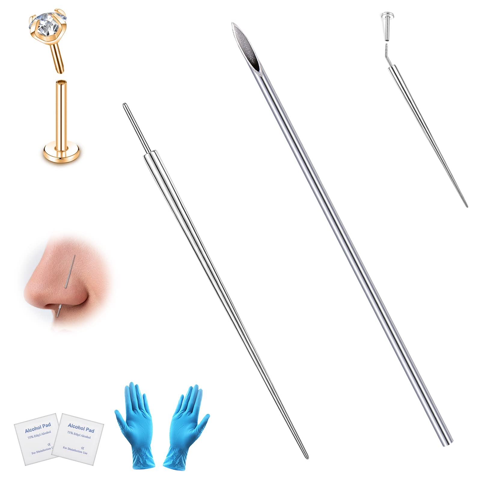 BodyAceG23 Titanium Threadless Piercing Taper, Insertion Pin Stretching Kit Piercing Taper, 14G 16G 18G Body Piercing Assistant Tool for Nose Ear Navel Lip Eyebrow
