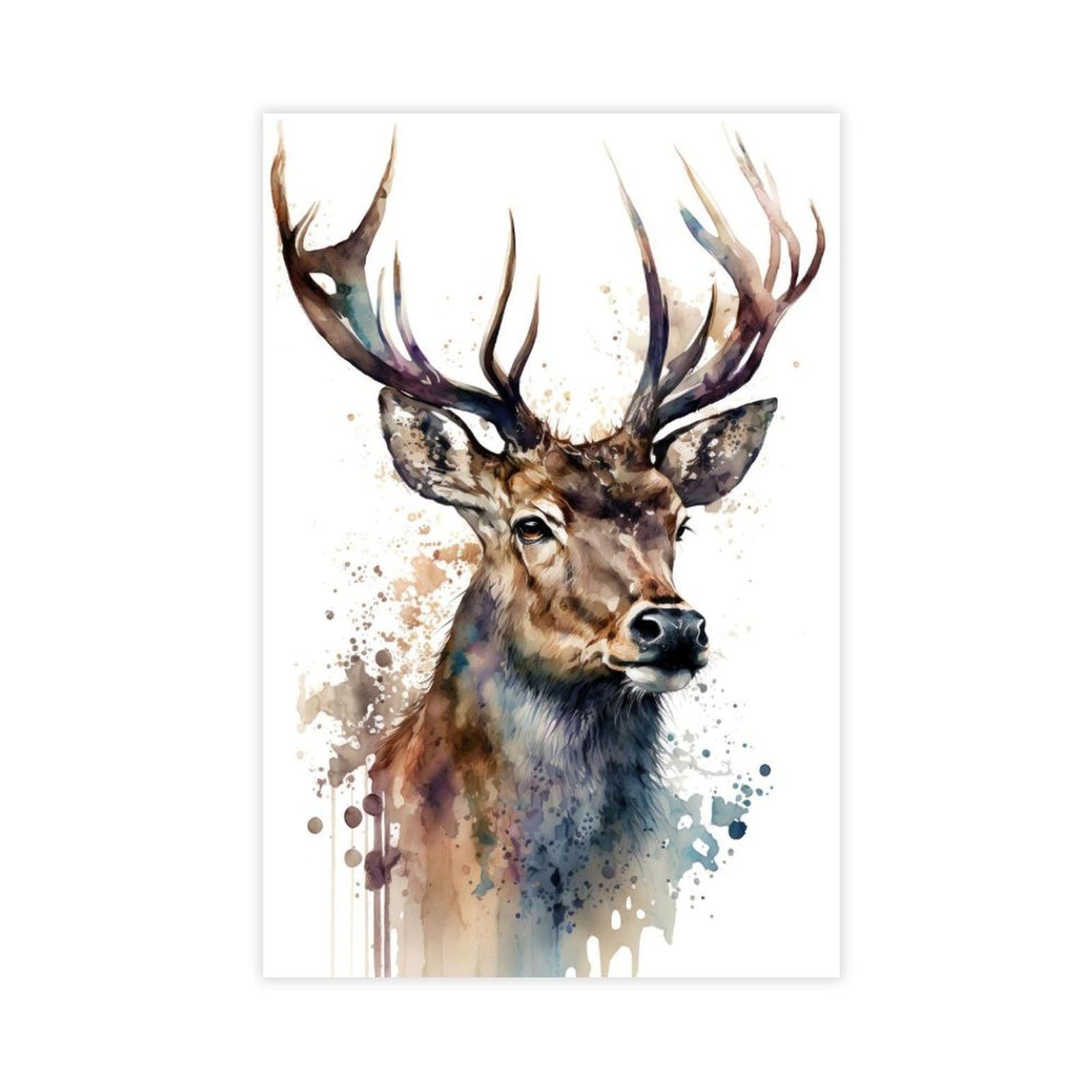 Qnvjqkdsi Unframe Watercolor Deer Art Canvas Poster Bedroom Decor Landscape Office Room Decor Gift 24" L X 36" W