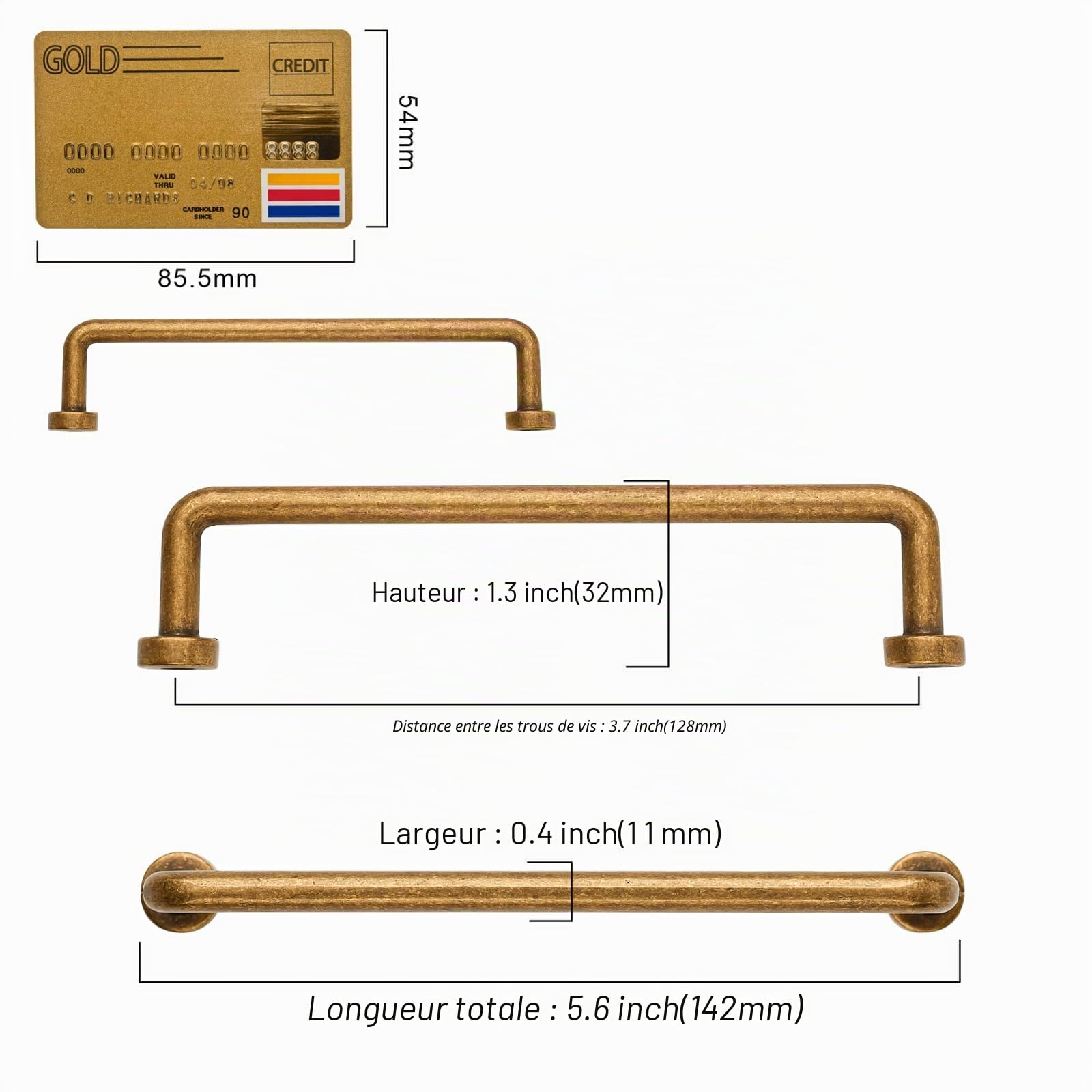 Amerdeco 10 Pièces Rétro Poignee de Meuble Cuisine bronze 128mm Alliage de zinc Poignées Meubles avec Vis, pour Bureaux, Tiroirs, Armoires, Placard UK0052