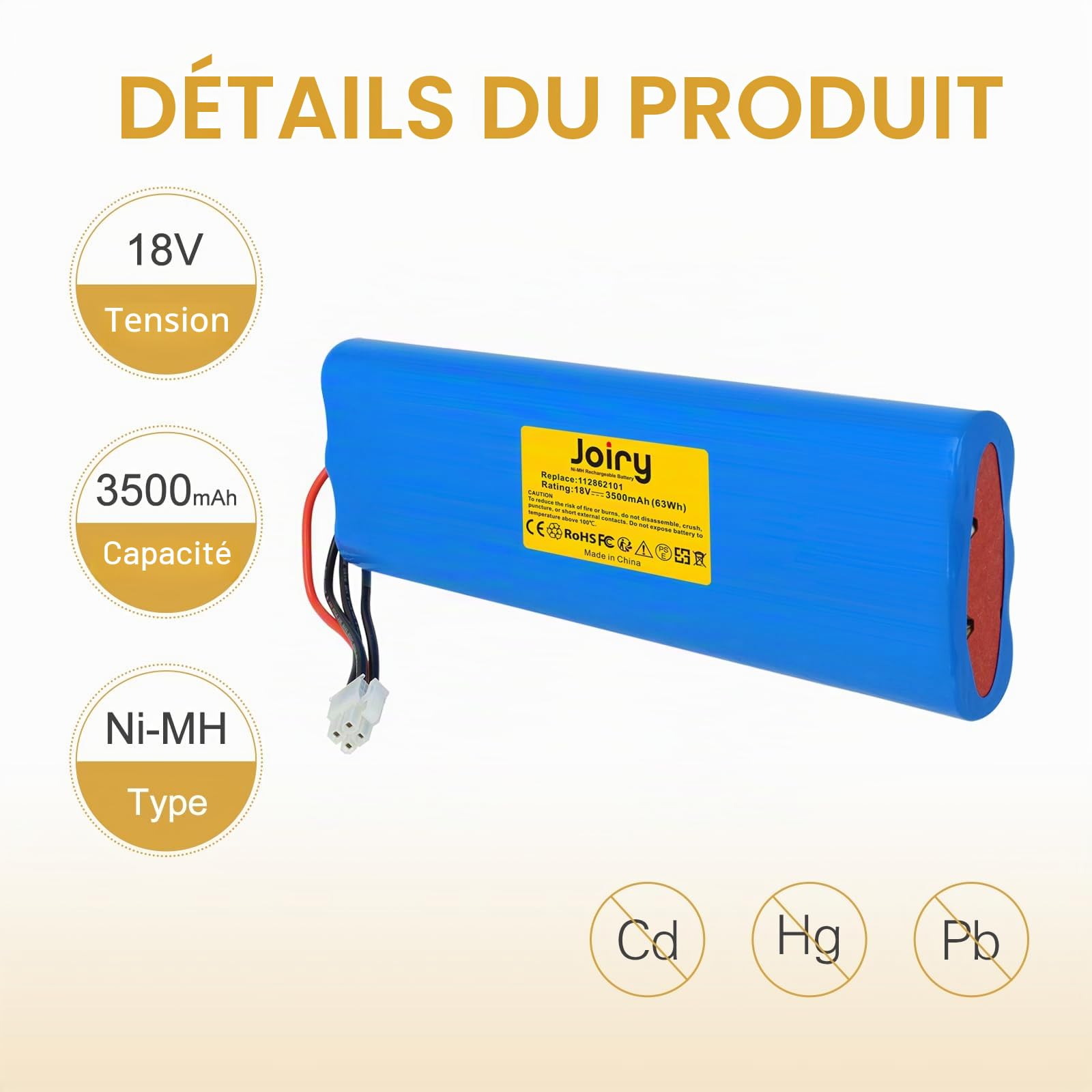2X Joiry 18 V 3500 mAh NI-MH Batteries compatibles avec Husqvarna Automower 210C, 210AC, 220AC, 230ACX, 260ACX, G2 2004-2006, SH Solar Hybrid