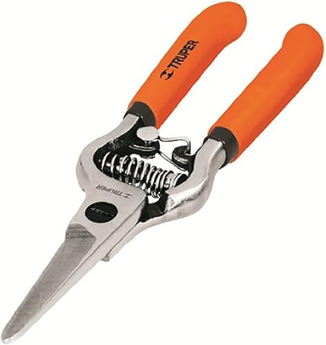 Truper 31550 Cabezal de tijera de 7 pulgadas, podadora de derivación, cuchillas forjadas en caída, resorte de rebobinado, asas de vinilo suave