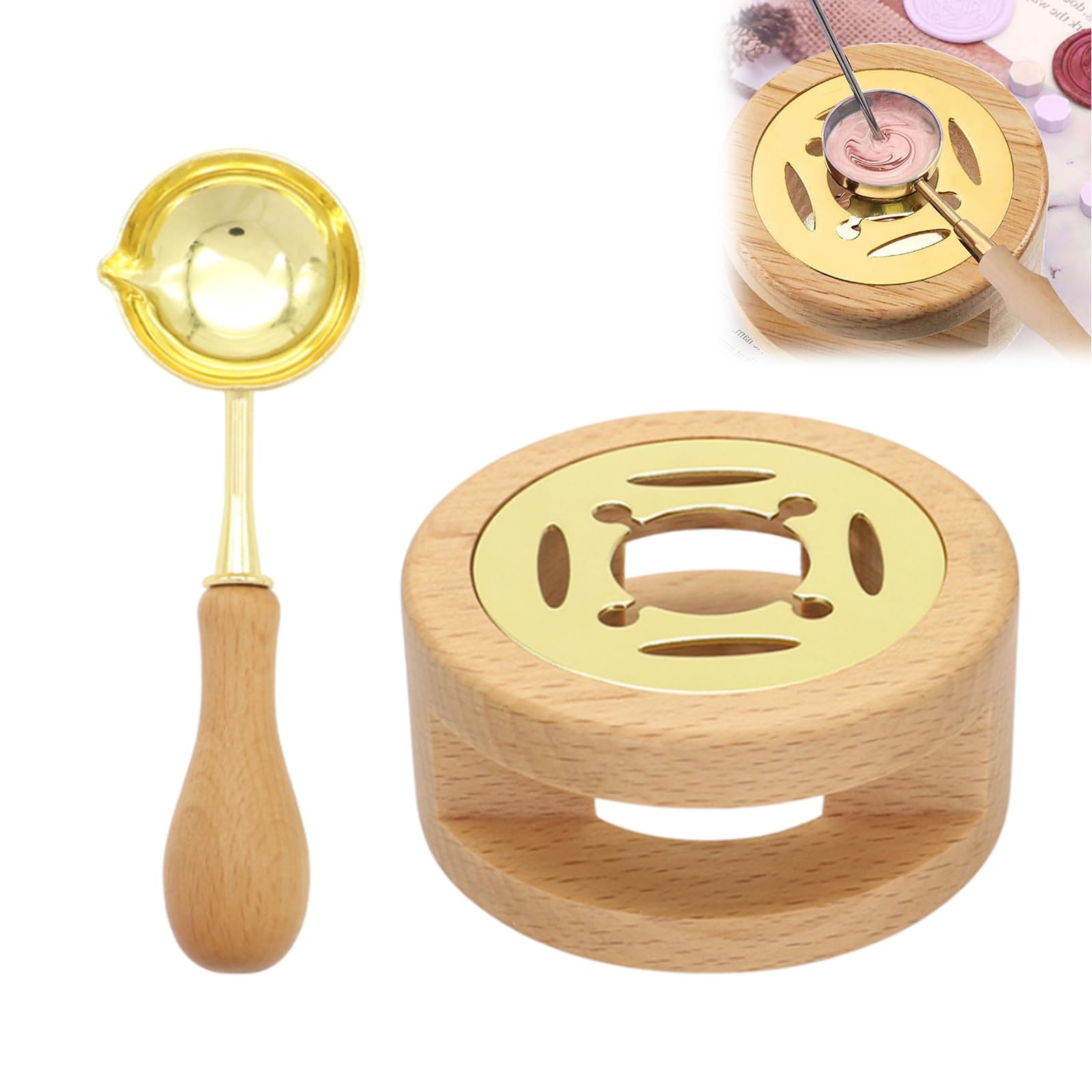Wax Seal Warmer Kit, Sealing Wax Beads Set, with Melting Spoon, for Wedding Invitation Envelope Letter Arts Crafts