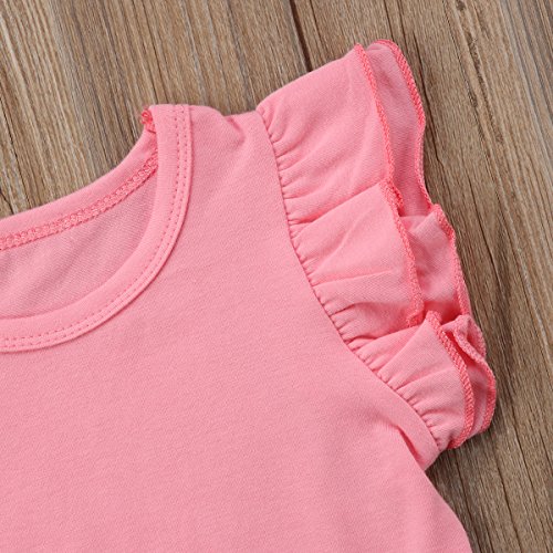 image for Mubineo Toddler Baby Girl Basic Plain Ruffle Sleeve Cotton T Shirts To