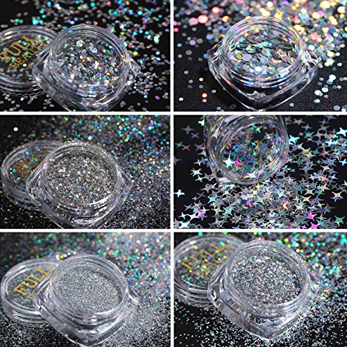 QINREN 8 Box Glitzerpulver Nägel Glitzer Nagel Pailletten Nail art Glitter mit Pinzette für Nägel Decals,Körper Glitzer… – Bild 6
