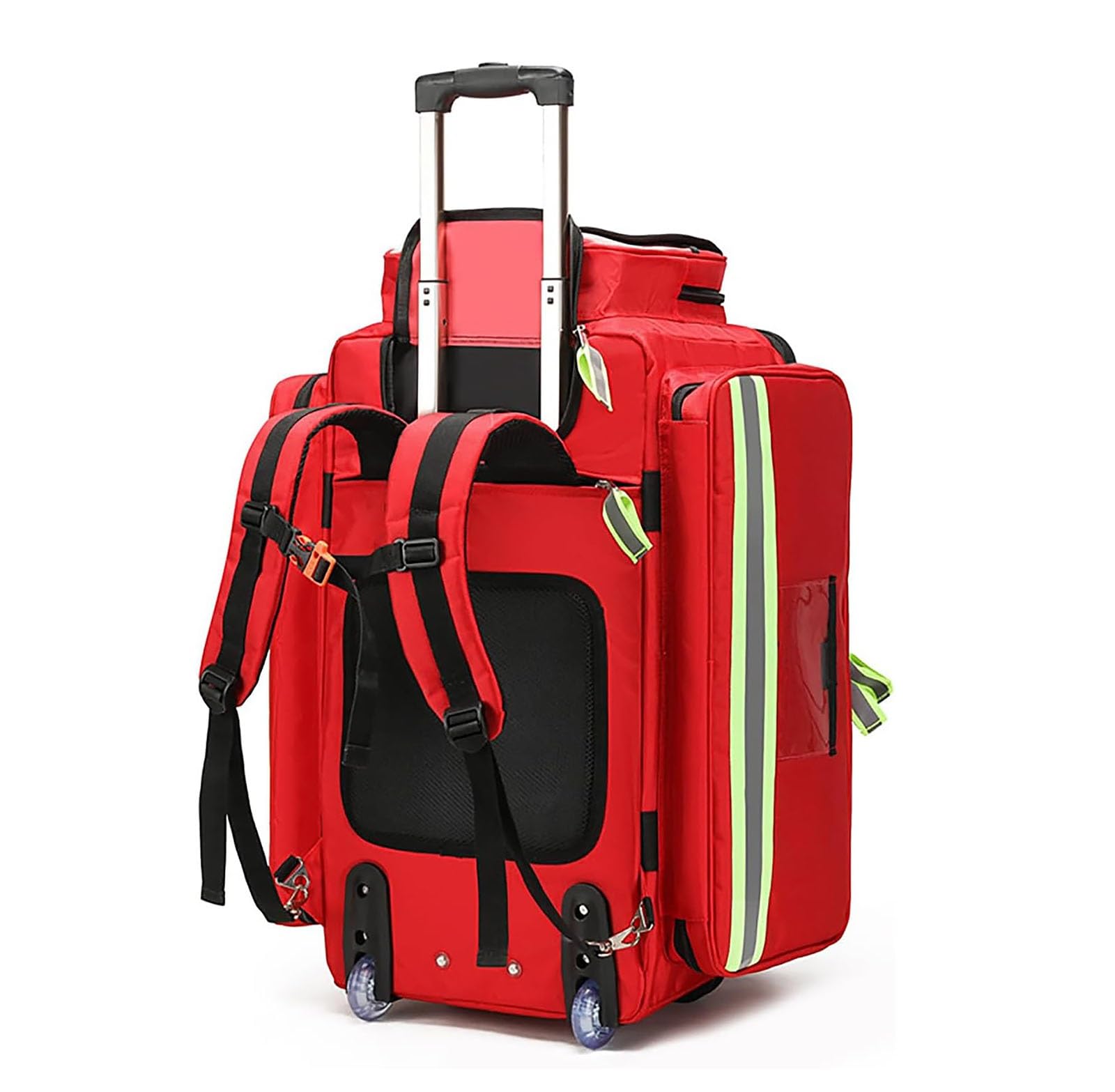 Mochila de primeros auxilios para emergencia, Bolsa Trolley Médica de Gran Capacidad con Ruedas, Bolsa Táctica Médica Portátil, para Camping Senderismo Guardería al Aire Libre(Blue)