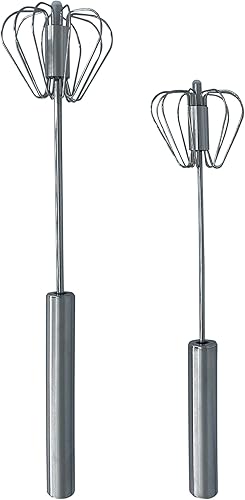Batidor de acero inoxidable - Batidor manual fácil de usar y batidor de émbolo - Hacer espuma, espuma y crema batida - Batidor de huevos