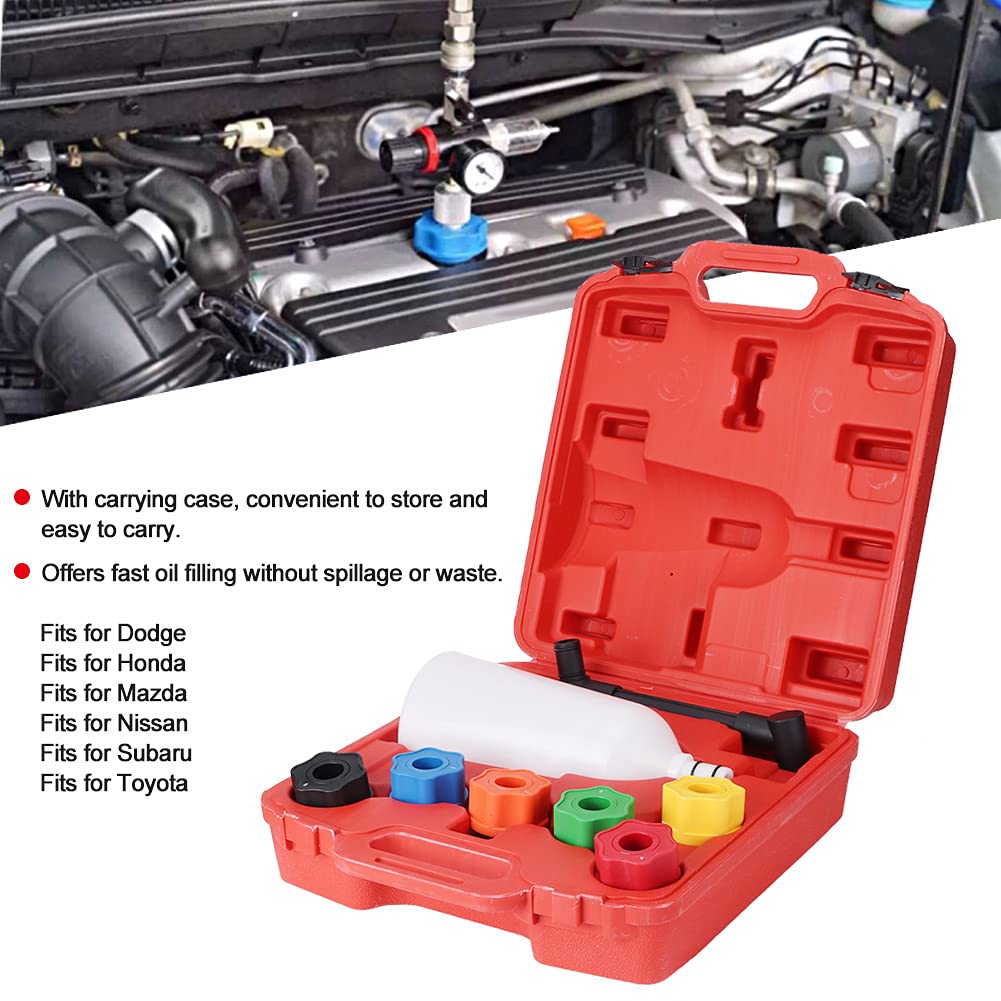 Motoröl-Einfüllset, professionelles Schnellöl-Trichter-Set mit 6 farbcodierten Adaptern für