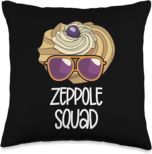Zeppole Squad Italian Sunglasses National Pastry Day Foodie Throw Pillow, 16x16, Multicolor