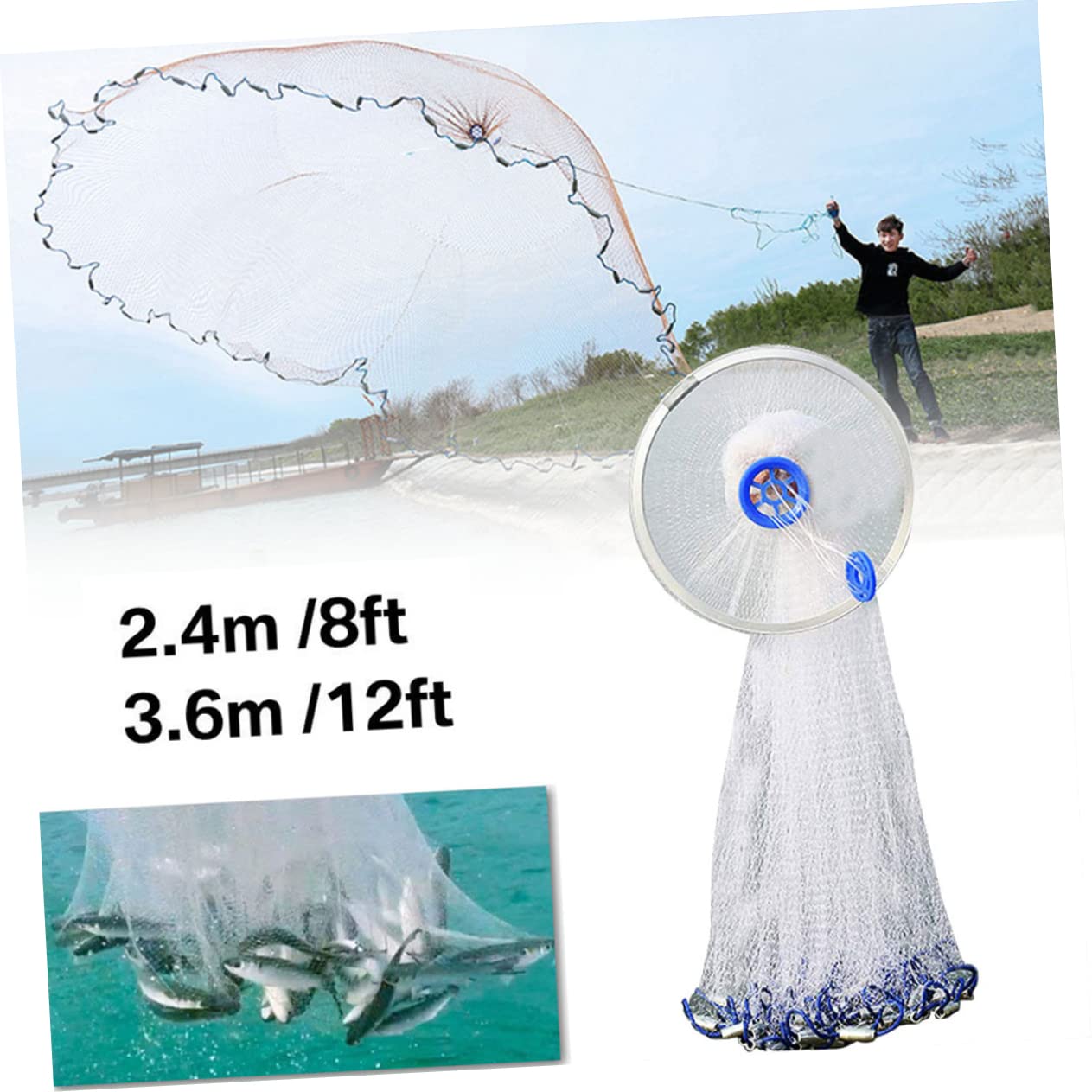 Happyyami Guadino Da Pesca Lancio Pieghevole Dell'esca Rete Trappola a Maglie Rete Appiccicosa Maglia