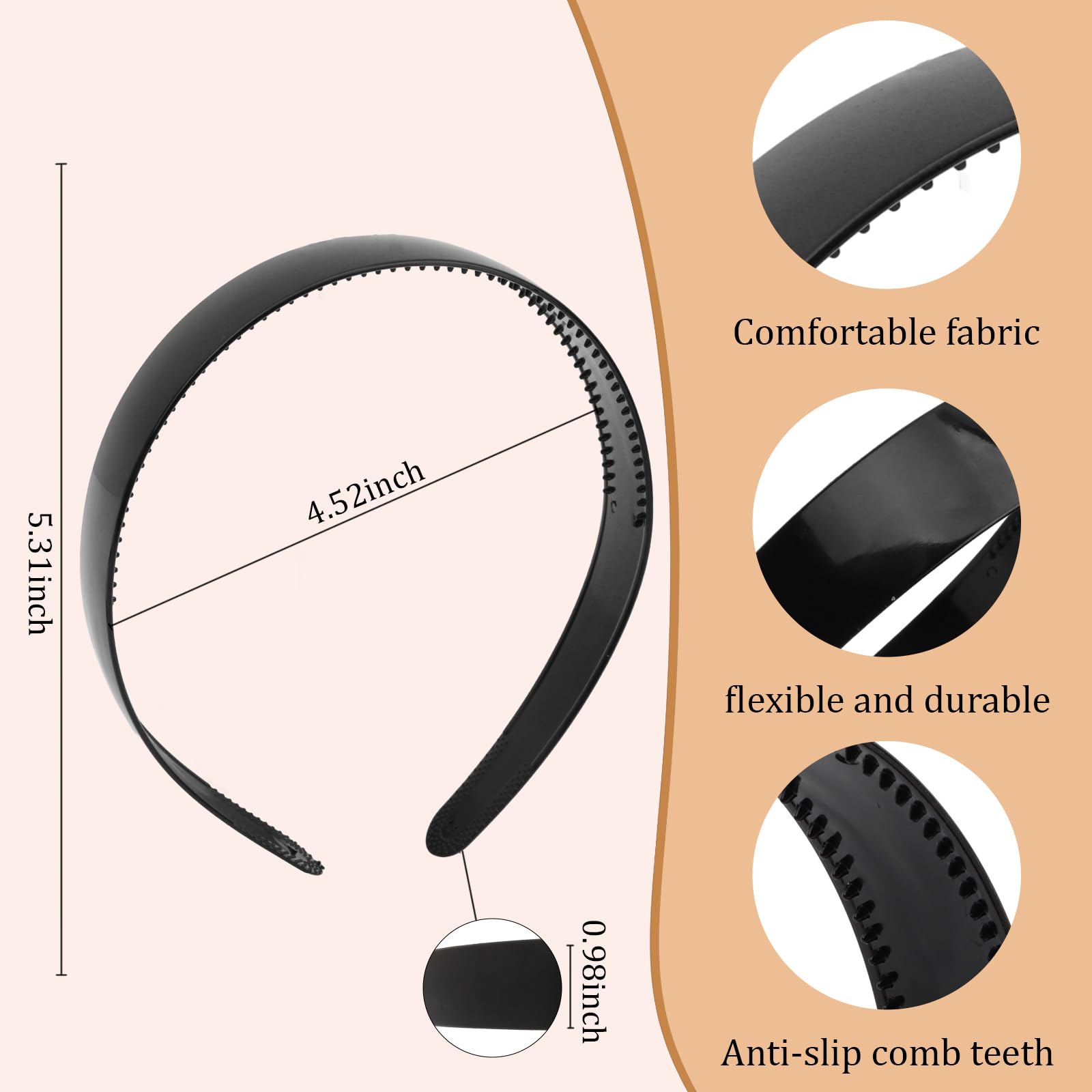 Amazon.com : Uintoon Black Plastic Thin Skinny Headbands for  display picture 3