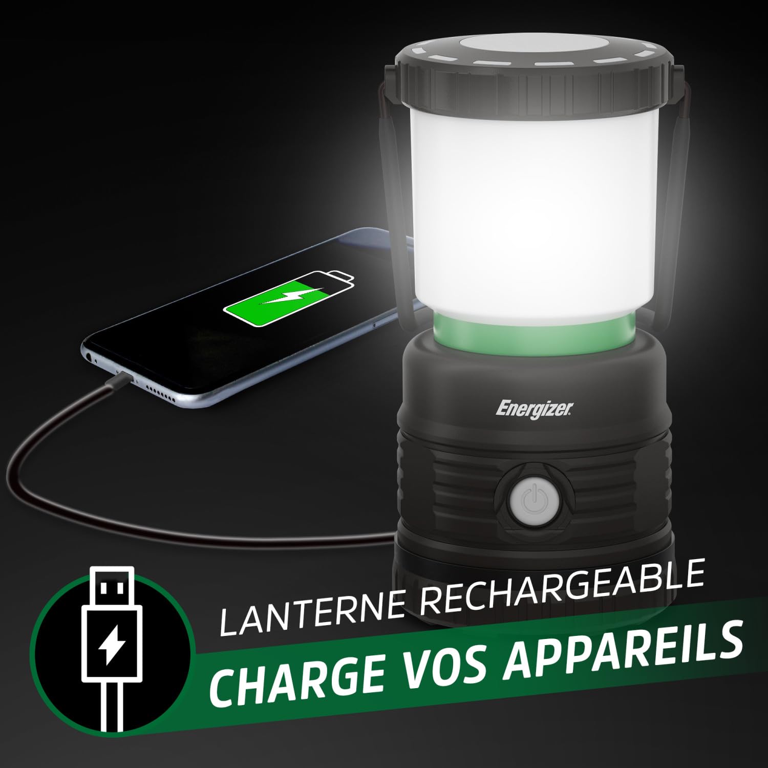 Energizer Lampe Camping LED Rechargeable PRO, Très Brillante Lumière Tente, Étanche Lampe Urgence, Charge USB, Portable Camping Randonnée Outdoor Urgence Panne