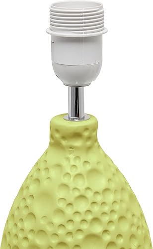 Miniatura 6 de Simple Designs LT2003-GRN Lámpara de mesa ovalada de cerámica de estuco texturizado con pantalla de tela blanca, verde