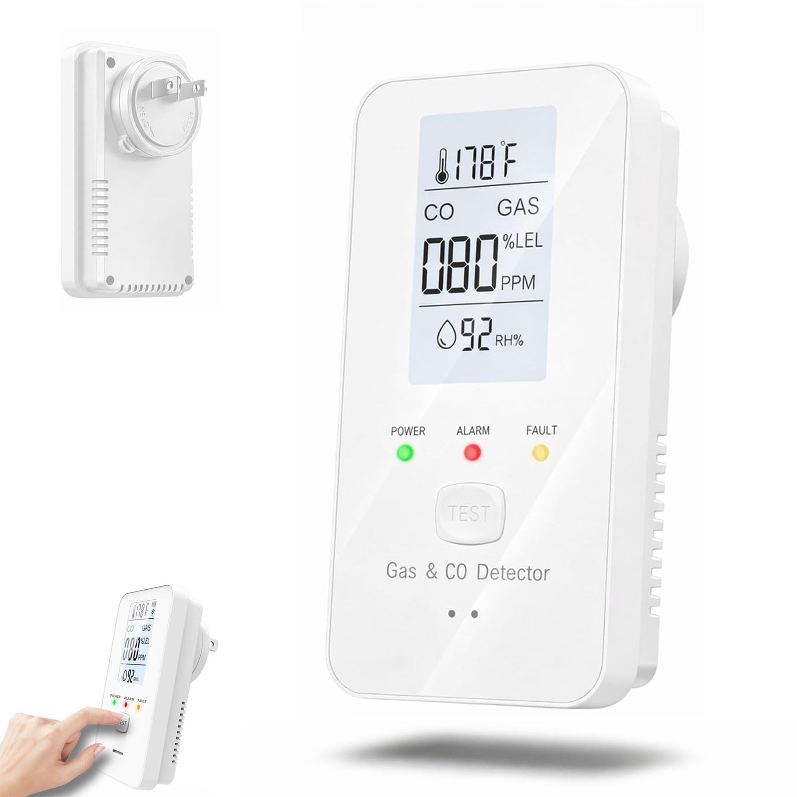Steadfast Haven 4-in-1 Detector with HD Screen, Home, Apartment, Hotel, Camping RV (White) (Black-Gray Screen) — view 9
