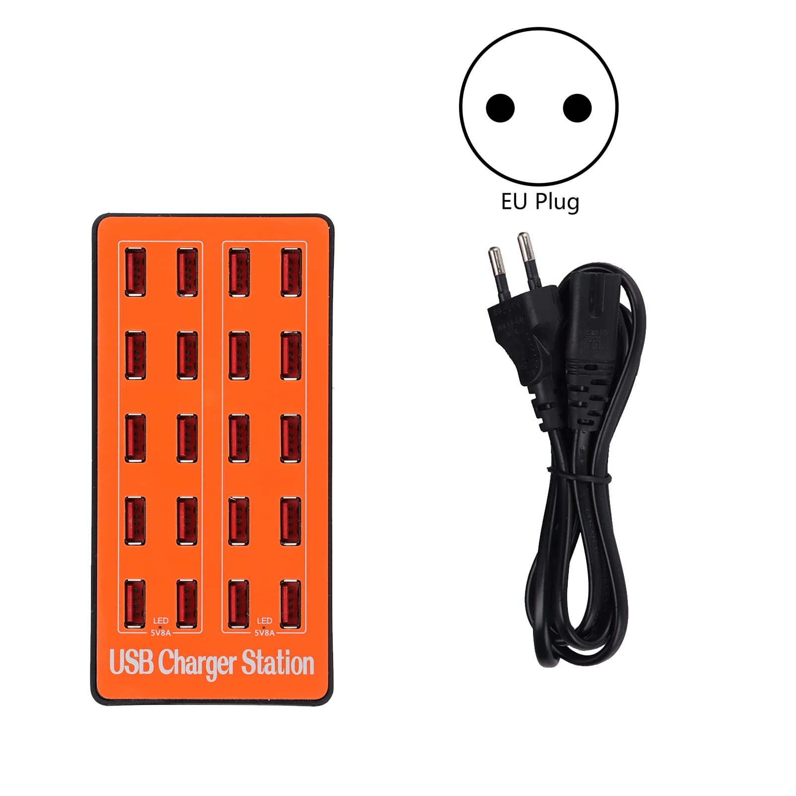 ciciglow Station de Charge USB à 20 Ports, Alimentation Murale, Chargeur Intelligent Rapide pour Plusieurs Appareils, 100-240V (Prise UE)