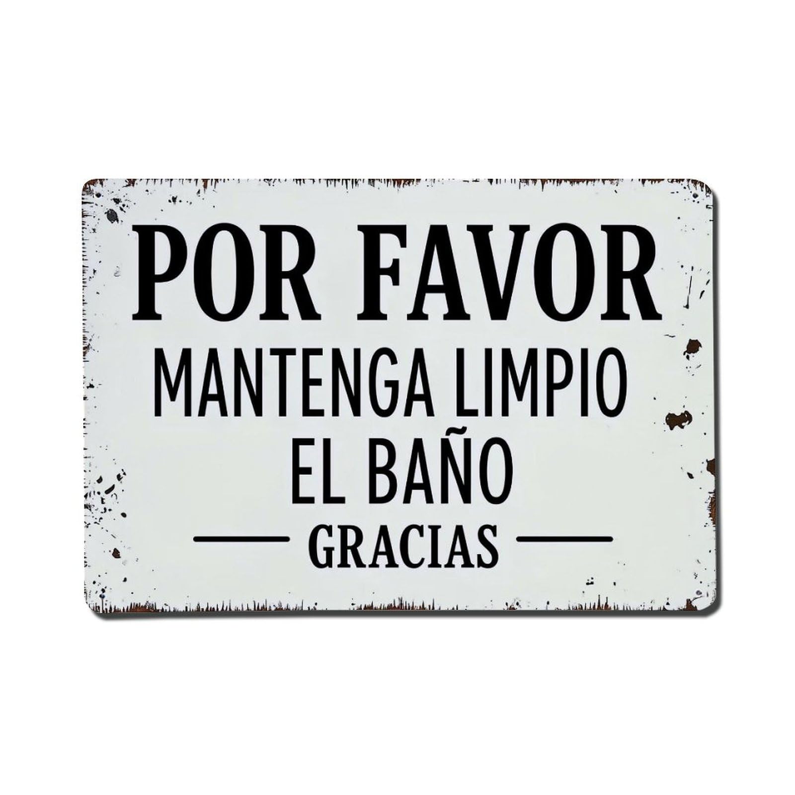 Por Favor Mantenga Limpio El Baño Gracias Retro Metal Tin Sign, Vintage Decor Art Poster for Bar, Home, Man Cave, Kitchen, Laundry Room Gift 8x12Inch