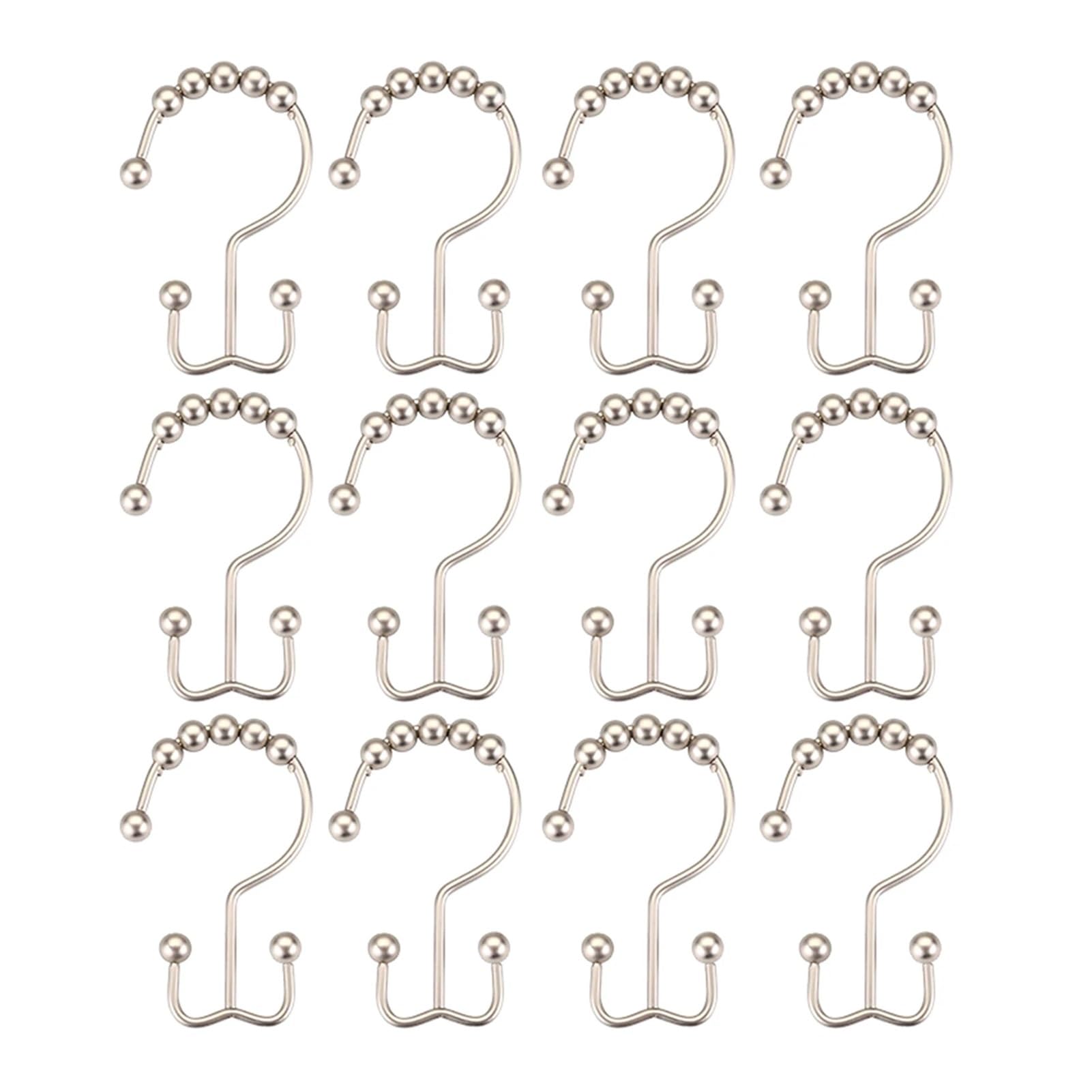 Curtain Hooks 12pcs Double Sided Shower Glides Rollers Multipurpose Rings(Color2)