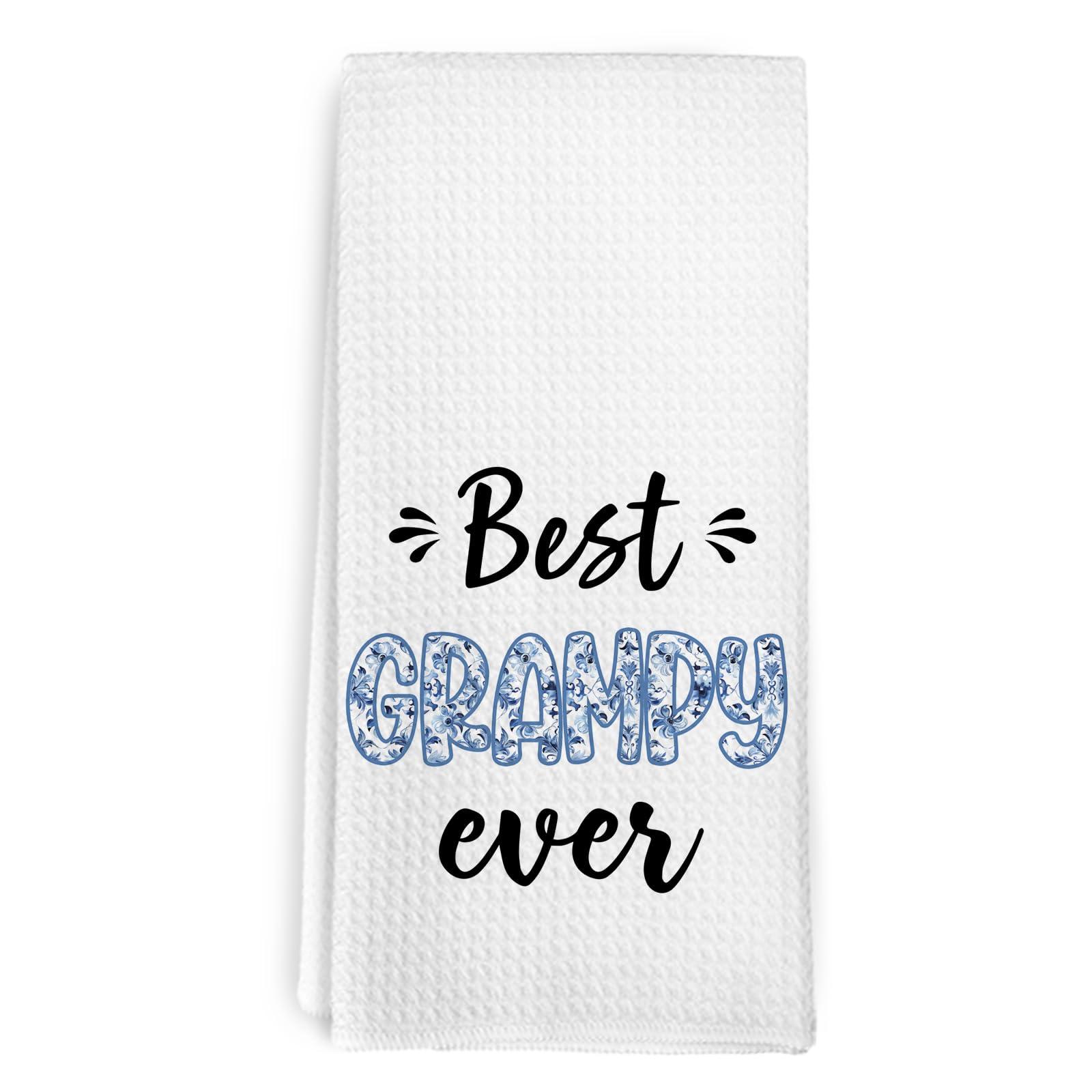 Best Grampy Ever Fathers Day Birthday Gifts Hand Towels for Grampy Grandpa from Grandkids, Chinoiserie Blue and White Grandpa Gifts Kitchen Dish Tea Towels for Bathroom Kitchen Decor, 16x24Inch