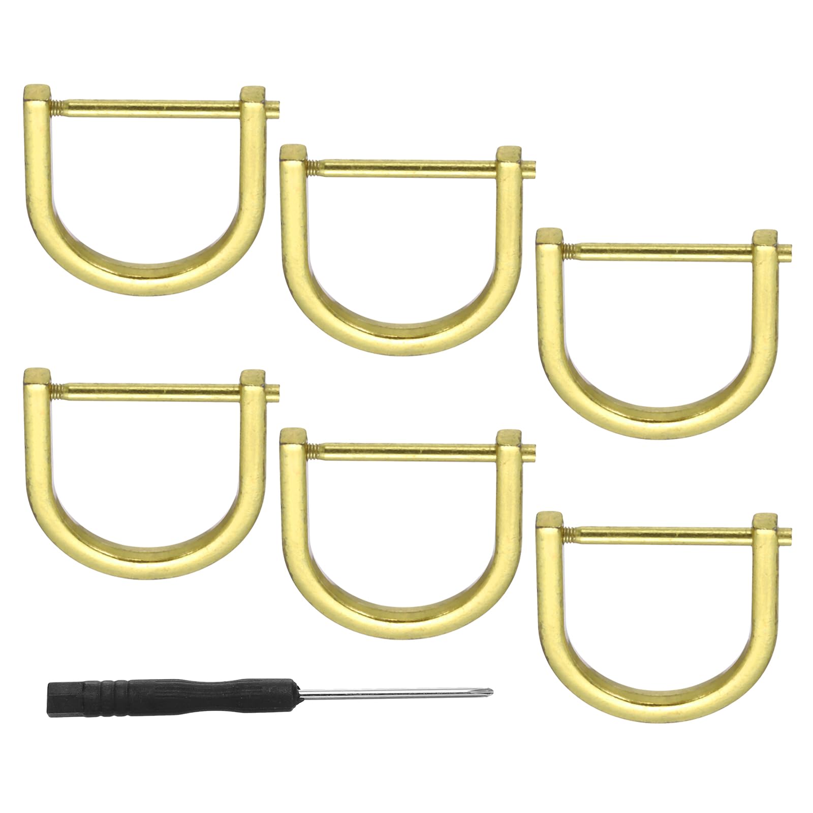 PATIKIL 1" D-Rings Screw in Shackle, 6 Pcs Horseshoe U Shape D Ring Zinc Alloy Semicircle Buckles Replacement for Purse Keychain Collar Accessories Craft, Gold